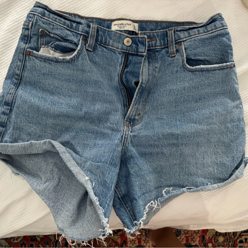 Abercrombie & Fitch Light Blue Jean Shorts The Dad Short High Rise 12